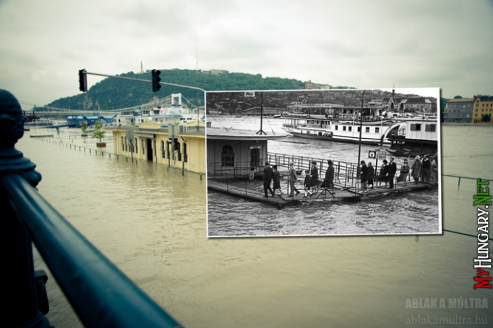 Budapest, V. Pesti alsó rakpart, Vigadó téri hajóállomás árvíz idején